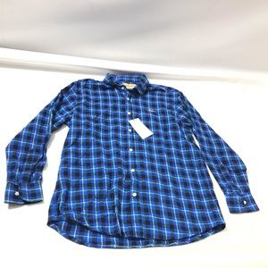 Kazi Exclusive Flannel Pajama Shirt Men L Blue Button Up Sleep Wear Shirt New